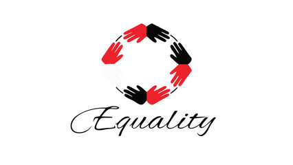 Diverse hands forming a circle with equality concept