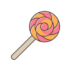 Lollipop candy sweet treat confectionery spiral design vector illustration graphic dessert food