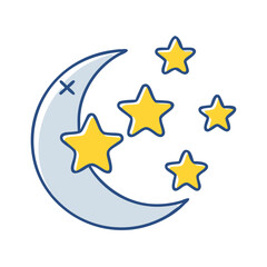 Fototapeta premium Illustration of moon and stars celestial night sky astronomy astrology crescent moon design element