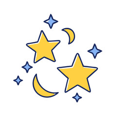 Obraz premium Illustration of celestial night sky with stars and moon for astronomy and astrology concepts art