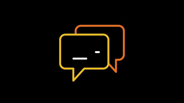 Animated chat message conversation with stroke lines, digital communication, online messaging, social interaction, and user interface design, Transparent video