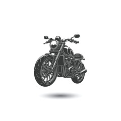 Vintage Cafe Racer Motorcycle Monochromatic Illustration