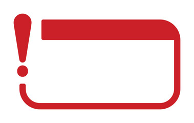 Red exclamation mark with white blank speech bubble.