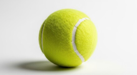 Single tennis ball on a white background