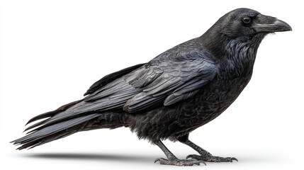 Obraz premium Black raven crow profile portrait isolated on white background