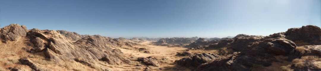 Obraz premium Panoramic hdr landscape exploration in arid desert terrain