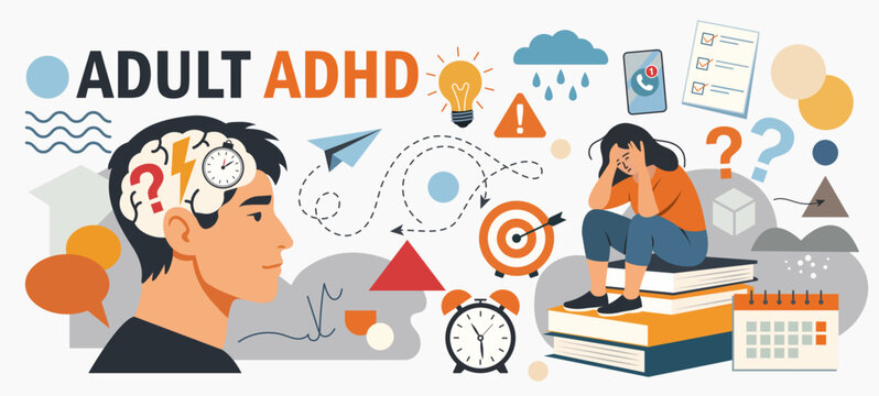 Adult ADHD vector banner