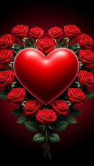 Red Rose Heart Arrangement &ndash; Romantic Floral Love Symbol