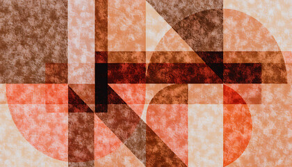 Geometric Abstract with Translucent Overlapping Shapes and Textured Patterns