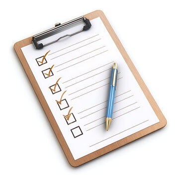 Clipboard with checklist and pen ready for tasks