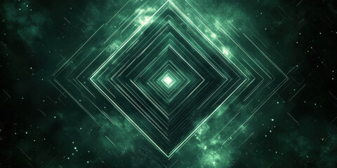 luminous emerald crystal diamond in cosmic nebula symmetry for scifi wallpaper or tech branding