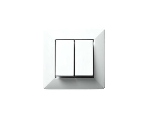 Modern double light switch, white, square, sleek design