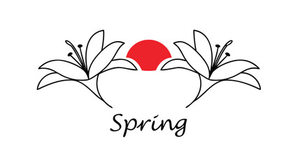 Vibrant spring flowers blooming at sunrise