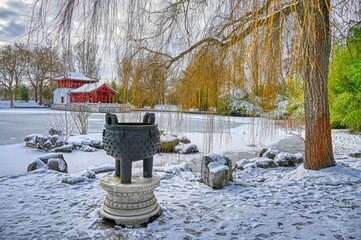 Winteransicht im Chinesischen Garten in Berlin Marzahn