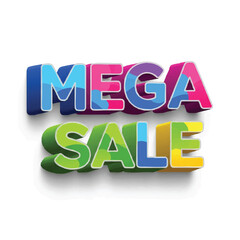 Mega Sale Bold 3D Text Effect Vibrant Colors.