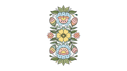 Vibrant floral pattern with colorful flowers and leaves