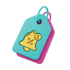 3D Icon of a Notification Bell with Percentage Symbol on Tags.