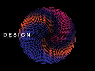 Music poster design background. Electro Sound Cover Template with dynamic abstract gradient circular geometric line shapes for t-shirt screen printing, technology, digital, party, festival and club.	