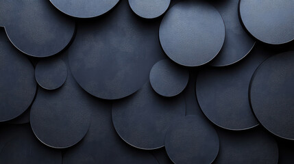 abstract dark blue metallic circles with glowing orange rims for web design and branding