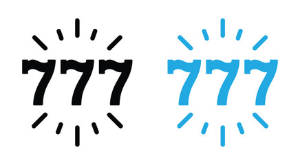 777 Slot Machine Black Silhouette Icon. Casino Lucky Jackpot Glyph Pictogram. Lottery Win Flat Symbol. Play Gambling Jackpot Money. 777 Luck Fruit Machine Las Vegas. Isolated Vector Illustration.