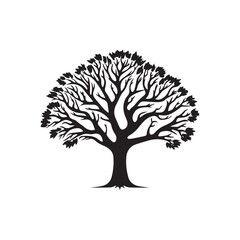 Tree icon isolated black on white background. Vector Illustration.