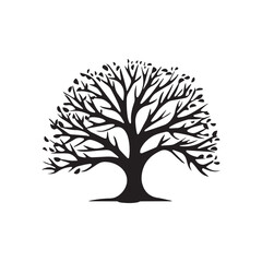 Tree icon isolated black on white background. Vector Illustration.