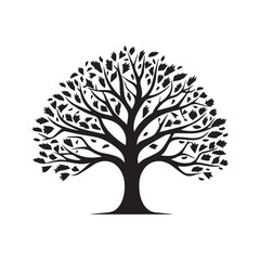 Tree icon isolated black on white background. Vector Illustration.