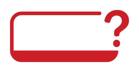 Red border frame with question mark symbol.
