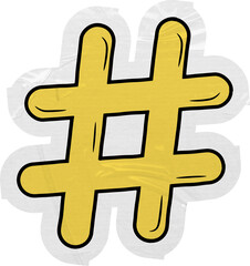 Obraz premium Hand drawn hashtag sticker for topics, categories, trends, and content organization in digital communication.