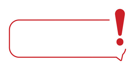 Red speech bubble with exclamation mark.