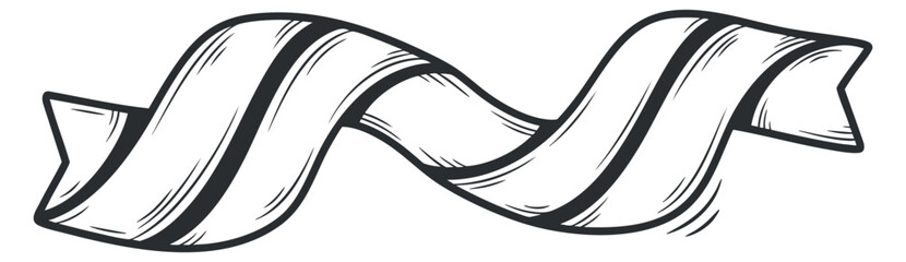 Obraz premium A hand-drawn decorative ribbon in black and white vector style, ideal for celebration and event designs