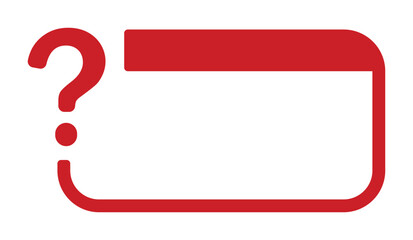 Red border frame with question mark on white background.