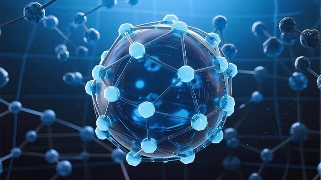 Molecular structure with blue nodes