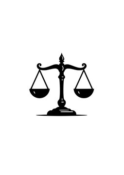 Classic balance scale silhouette on a light background for justice and legal themes