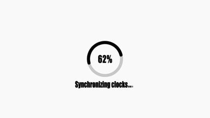 Synchronizing clocks progress bar 62 percent complete