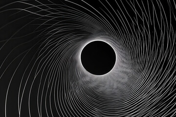 abstract monochrome wireframe vortex tunnel for sci-fi web design and branding