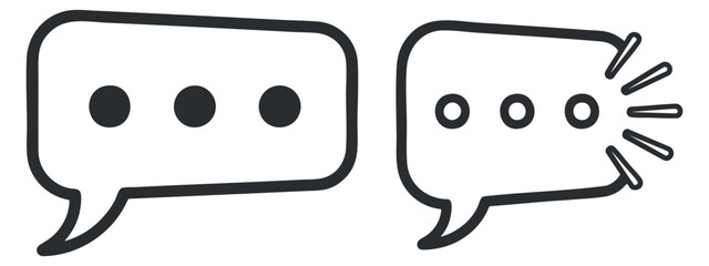 A set of speech bubbles with dots in minimalist outline vector style, ideal for communication and dialog design