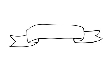 Blank ribbon banner hand drawn outline decorative label illustration