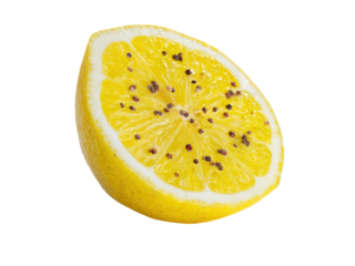 Juicy lemon slice with pulp and seeds citrus fruit