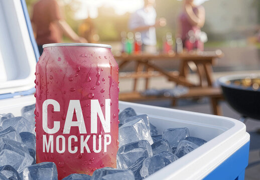 Outdoor Cooler Beverage Can Mockup