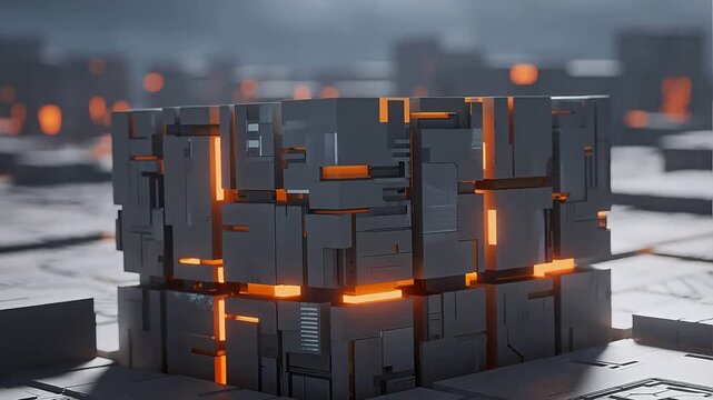 Abstract geometric structure with glowing lines