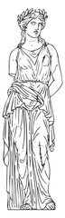 Obraz premium An outline illustration of an ancient Greek goddess statue in elegant vector style, perfect for historical or cultural design projects