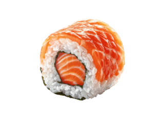Fresh salmon rice roll sushi food