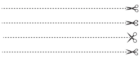 Scissors line cutter set page cross black icon  vector background design.