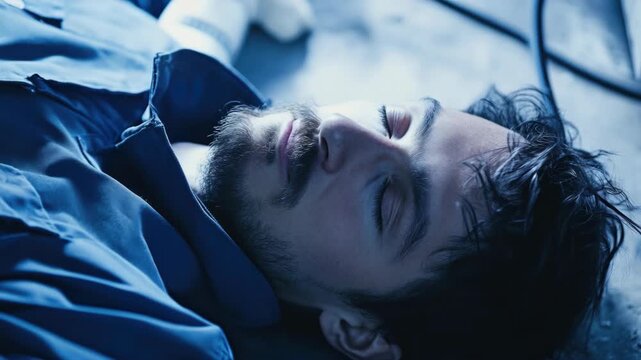 A person resting with eyes closed