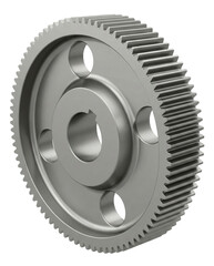 Industrial Steel Spur Gear Wheel with Keyway Isolated on White Background