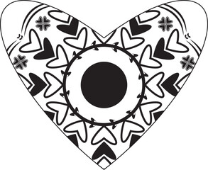 Fototapeta premium Love Heart Mandala Vector Graphic For Detailed Romantic Coloring Page And Valentine Gift Design.