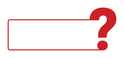 Red question mark with white frame and border.