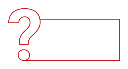 Red question mark with connected rectangle outline.