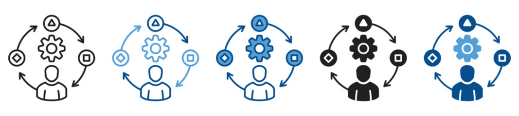 Adaptability icon set in multiple styles